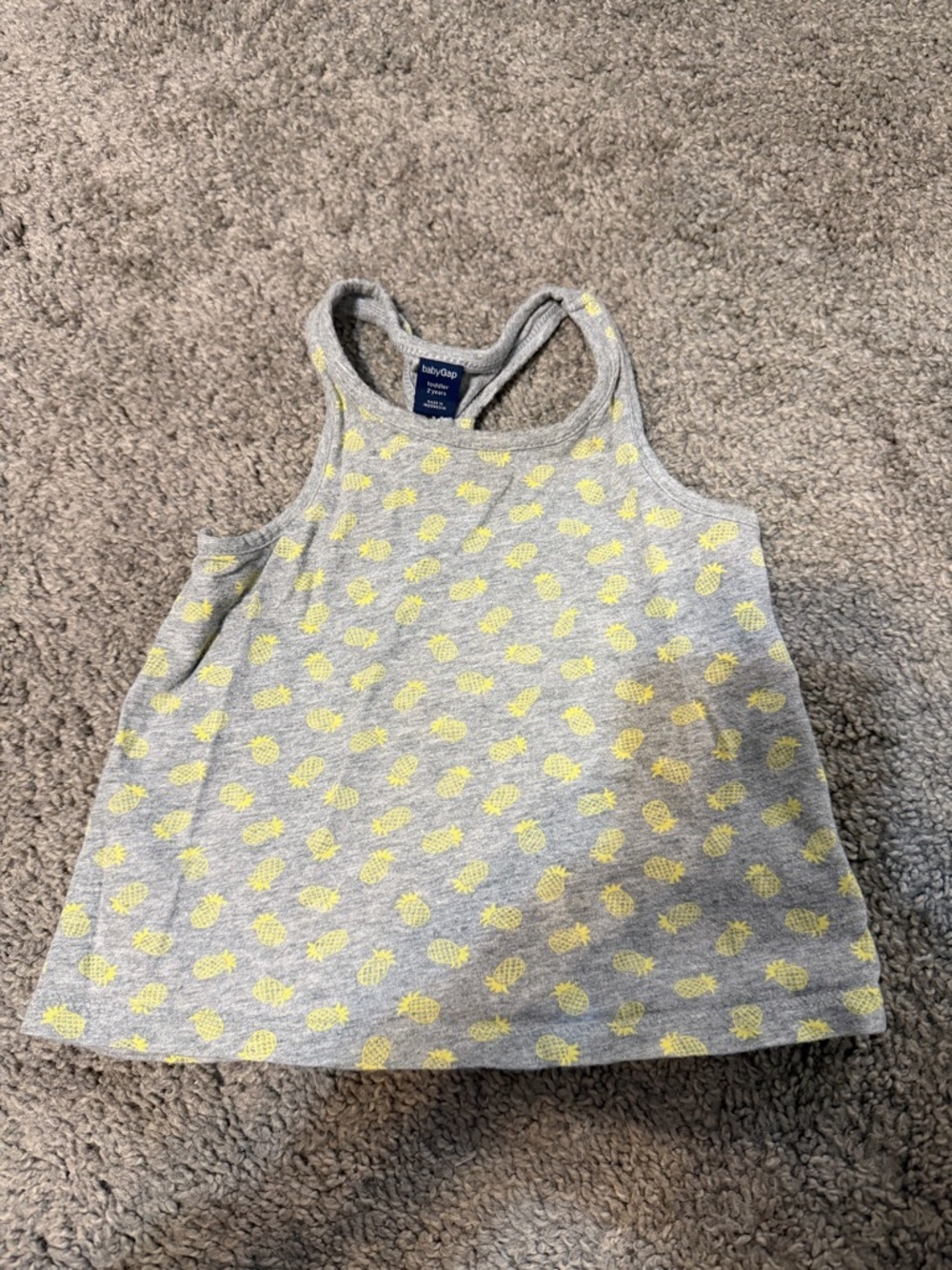 GAP Gray Tank Top with Yellow Pineapple Pattern
